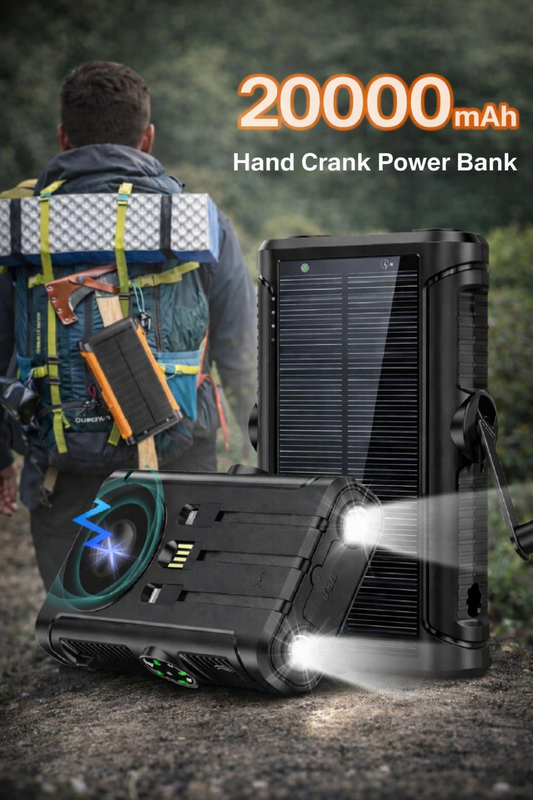 Emergency Solar Power Bank – Hand Crank Backup Charger (20000mAh)